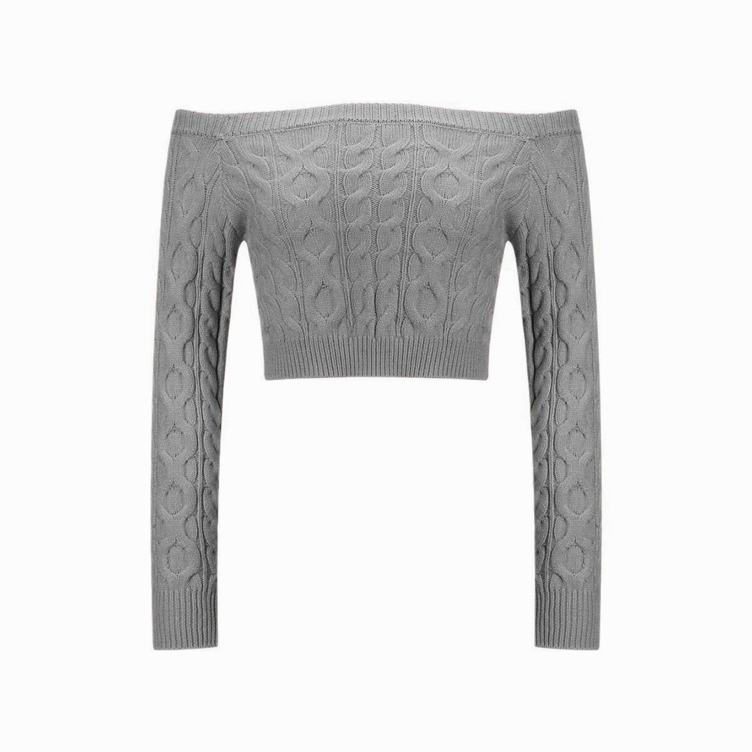 Women's knit top with off-the-shoulder neckline and cable pattern Lune London