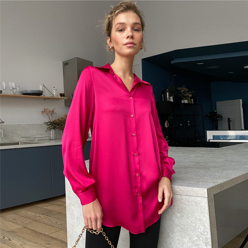 Chemisier en soie élégante pour femmes avec patte de boutonnage Chic & Stil