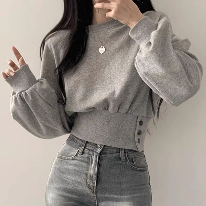 Sweat-shirt court femme à la mode avec manches bouffantes Chic & Stil