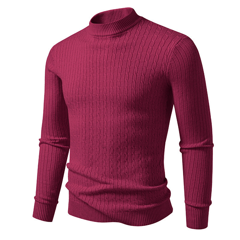 Men's turtleneck sweater with textured cable design Lune London