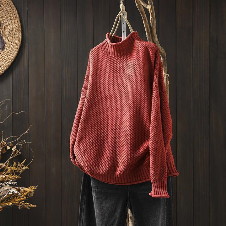Pull en tricot décontracté pour femmes avec col montant Chic & Stil
