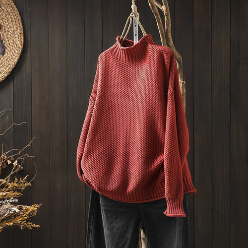 Pull en tricot décontracté pour femmes avec col montant Chic & Stil