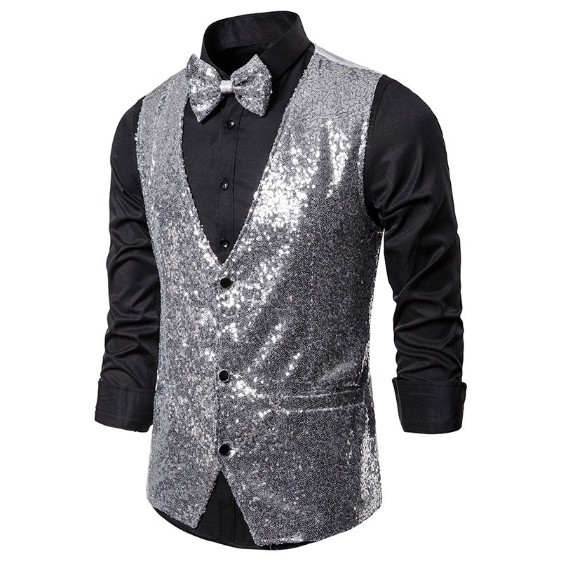 Shiny party jacket for men with matching bow tie Lune London