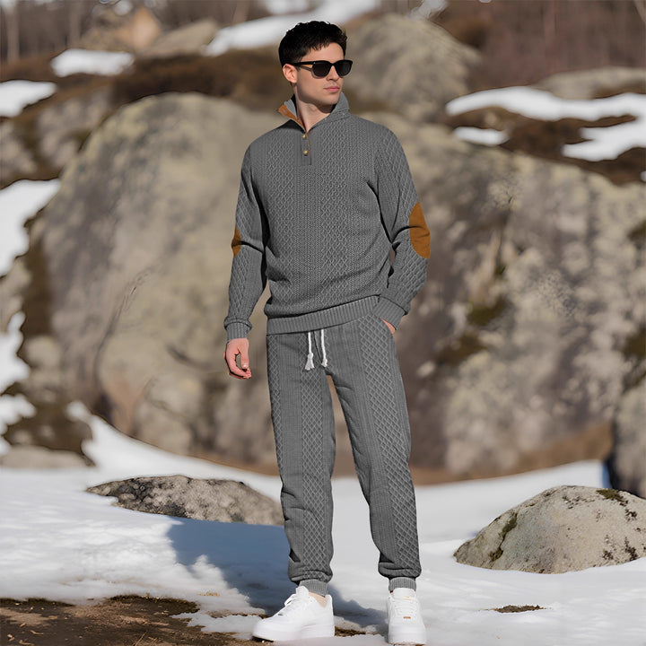Comfortable knitted sweater for men with a high collar and trendy buttons Lune London