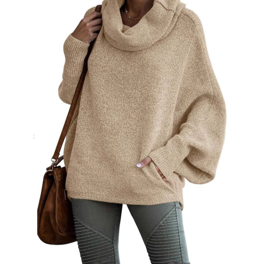 Ladies oversized knit sweater with turtleneck Lune London