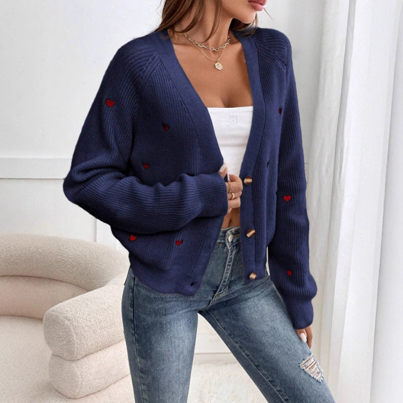 Ladies' knit jacket with playful heart design Lune London