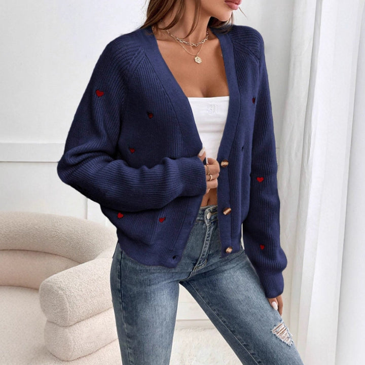 Ladies' knit jacket with playful heart design Lune London