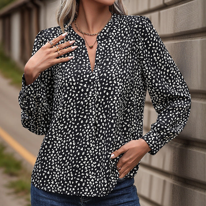 Women's blouse with modern polka dot design and elegant ruffles Lune London