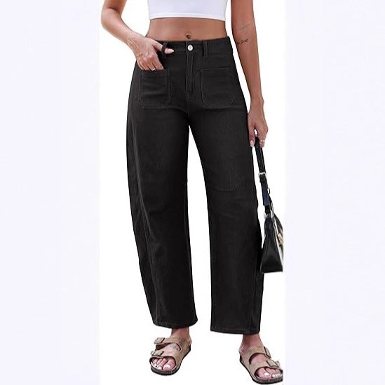 Jeans larges pour femmes avec taille haute et poches pratiques Chic & Stil