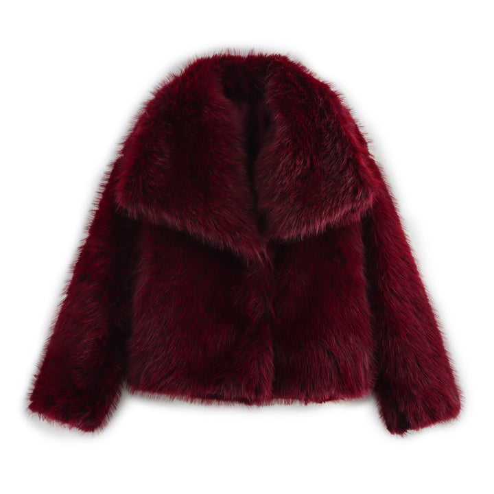 Faux fur jacket for women with wide collar and luxurious look Lune London