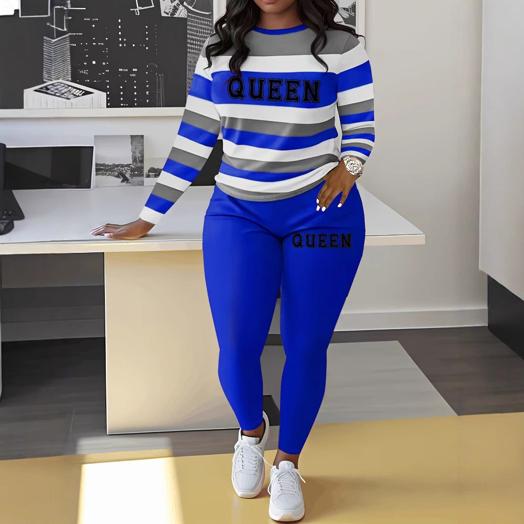 Leisure set for women with striped design and Lune London pattern