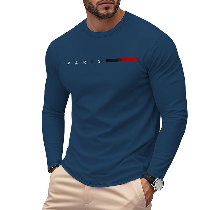 Men's Long Sleeve T-Shirt with Modern Paris Print and Elastic Hem Lune London
