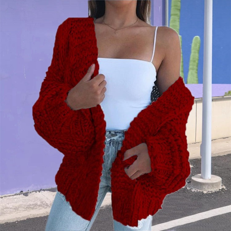 Ladies chunky knit cardigan with oversized sleeves and a relaxed fit Chic and Still