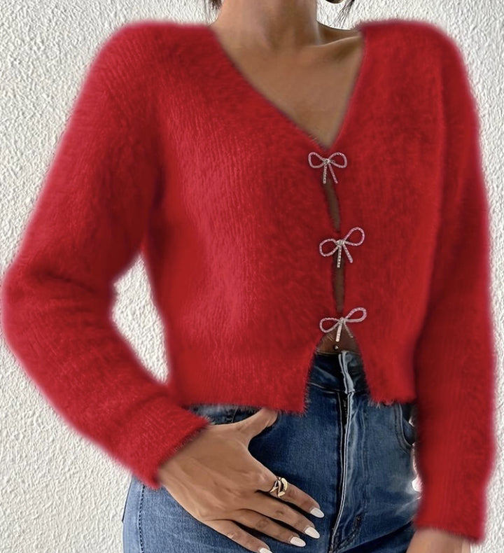 Plaid knit sweater with buttons for women Lune London