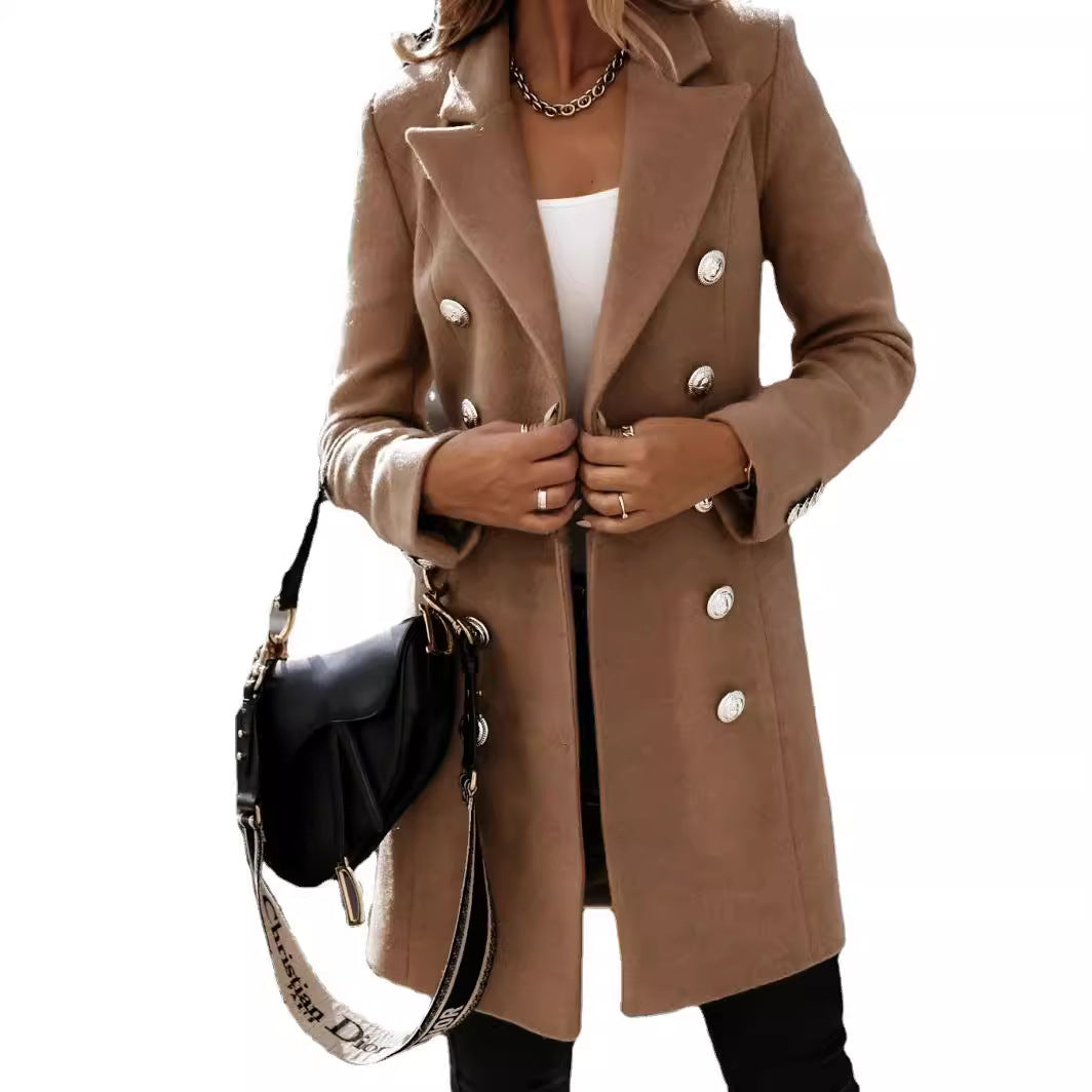 Ladies elegant and warm wool coat with double-breasted buttons Lune London