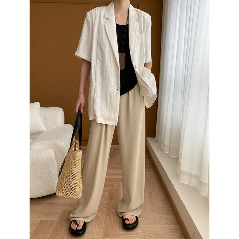 Women's Elegant Linen Blazer with Short Sleeves Chic & Stil