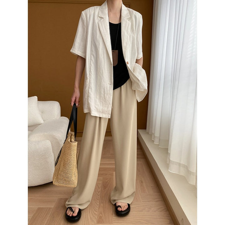 Women's Elegant Linen Blazer with Short Sleeves Chic & Stil
