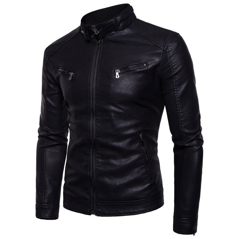 Lune London stylish motorcycle jacket for men in faux leather with high collar