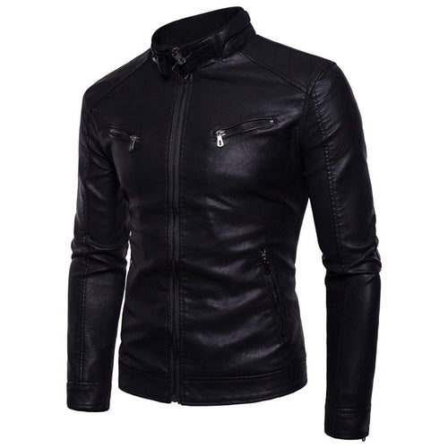 Lune London stylish motorcycle jacket for men in faux leather with high collar