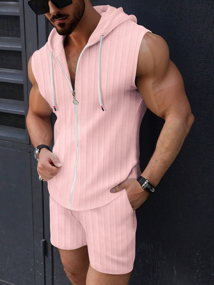 Men's sleeveless zip-up hoodie and shorts set Lune London