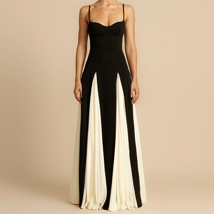 Ladies Elegant Maxi Dress with Deep V Neck and Chic Side Drapes