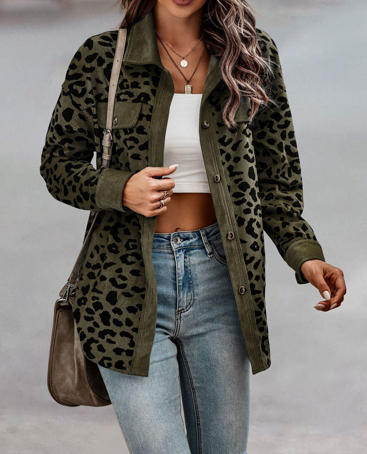 Women's jacket in leopard print with structured fabric and practical pockets Lune London