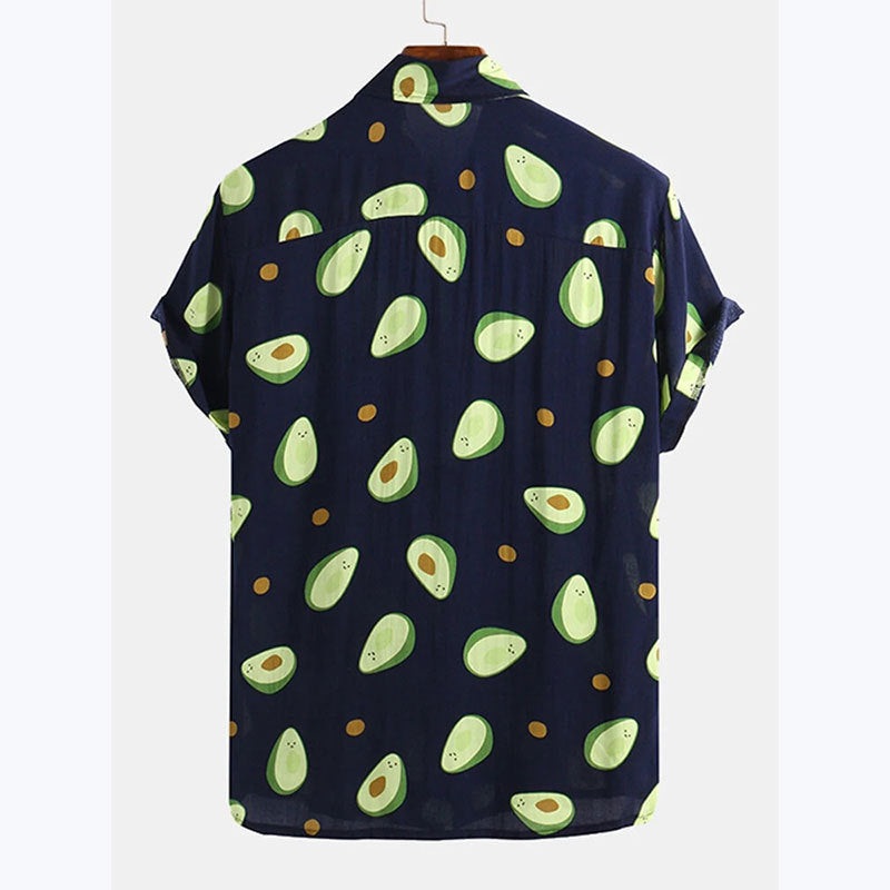 Short-sleeved shirt for men with fresh avocado pattern Lune London