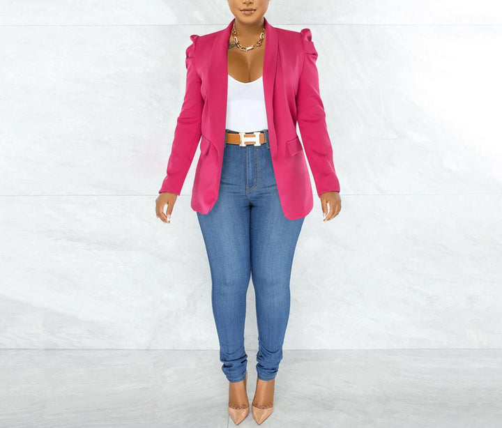 Ladies elegant blazer jacket with puff sleeves and fitted cut Lune London