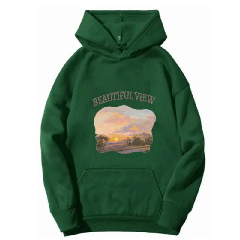 Women’s hooded sweatshirt with artistic landscape design Chic & Stil