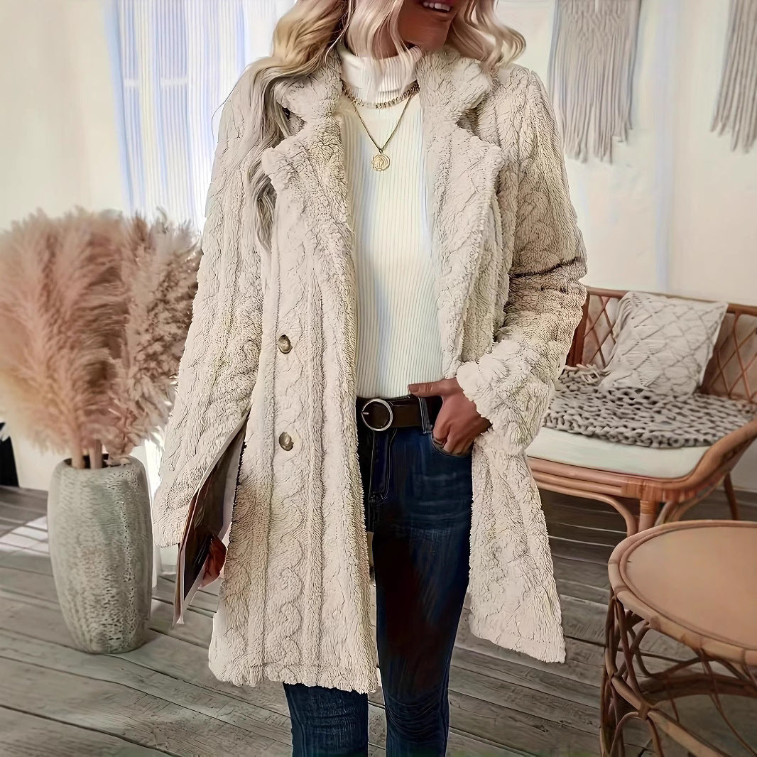Ladies Cozy Teddy Jacket with Textured Design Lune London