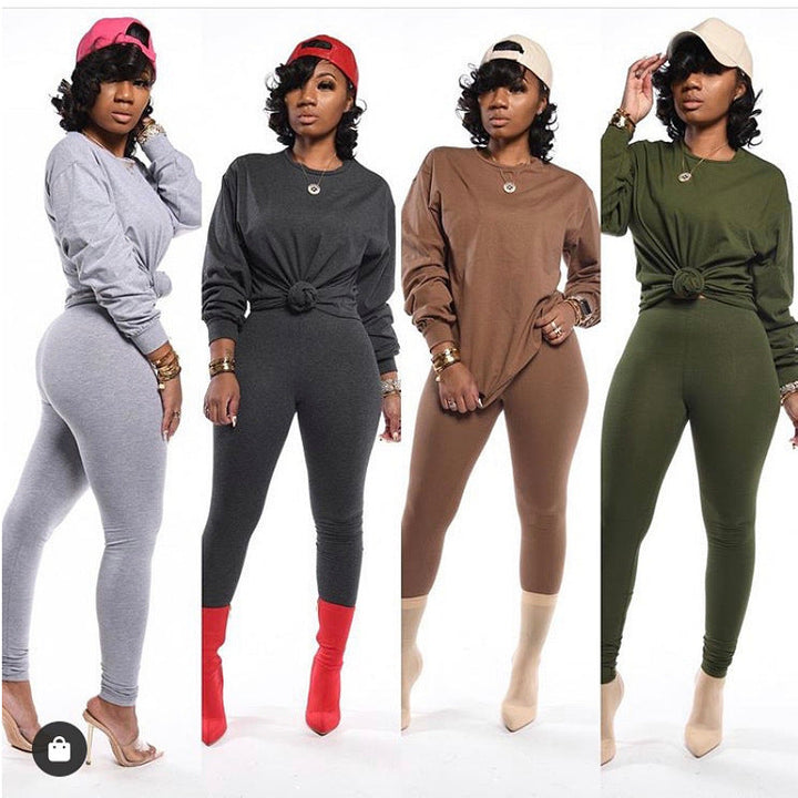 Women's Long Sleeve Pajama Set with Elastic Pants Lune London