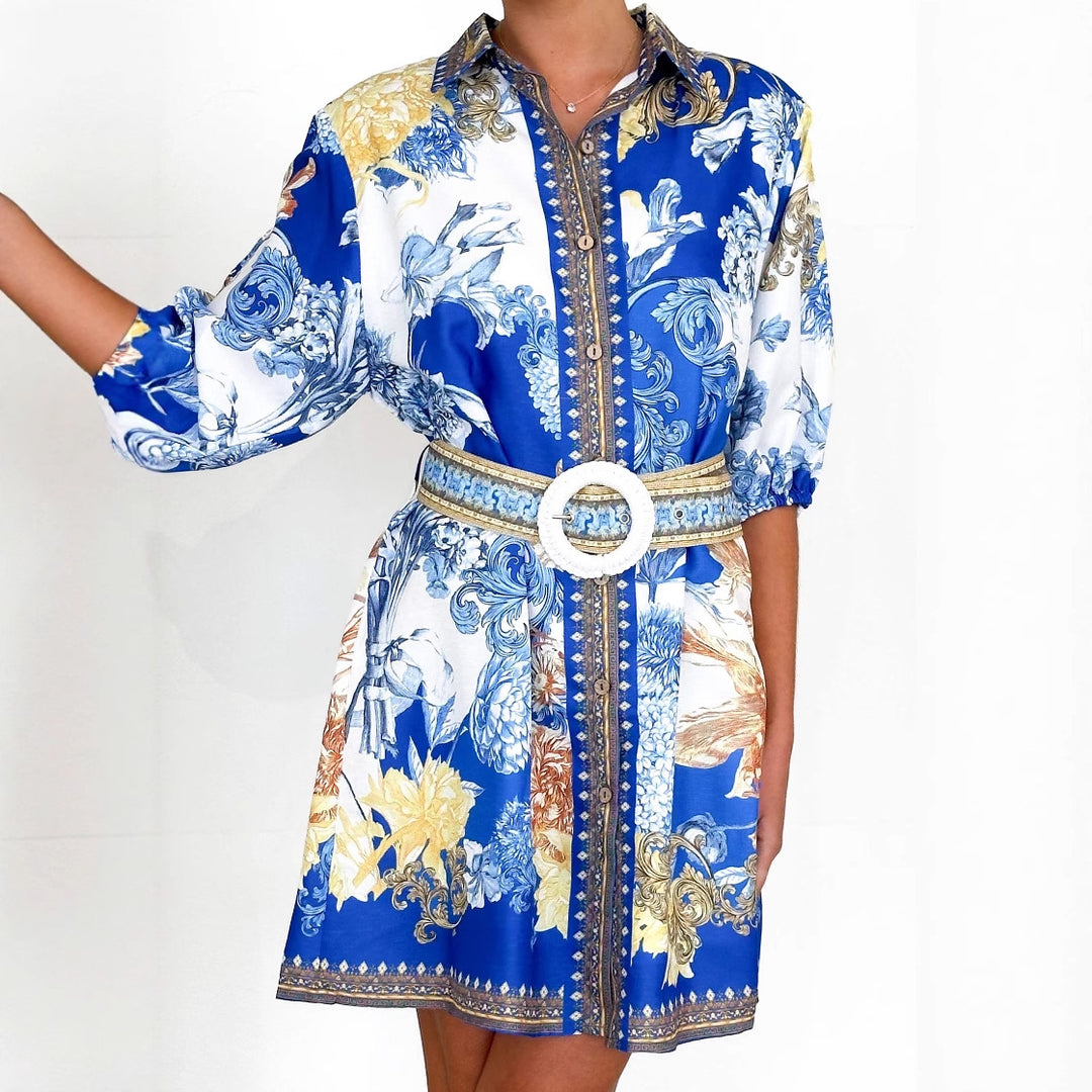 Trendy floral dress for women with belt Chic & Stil