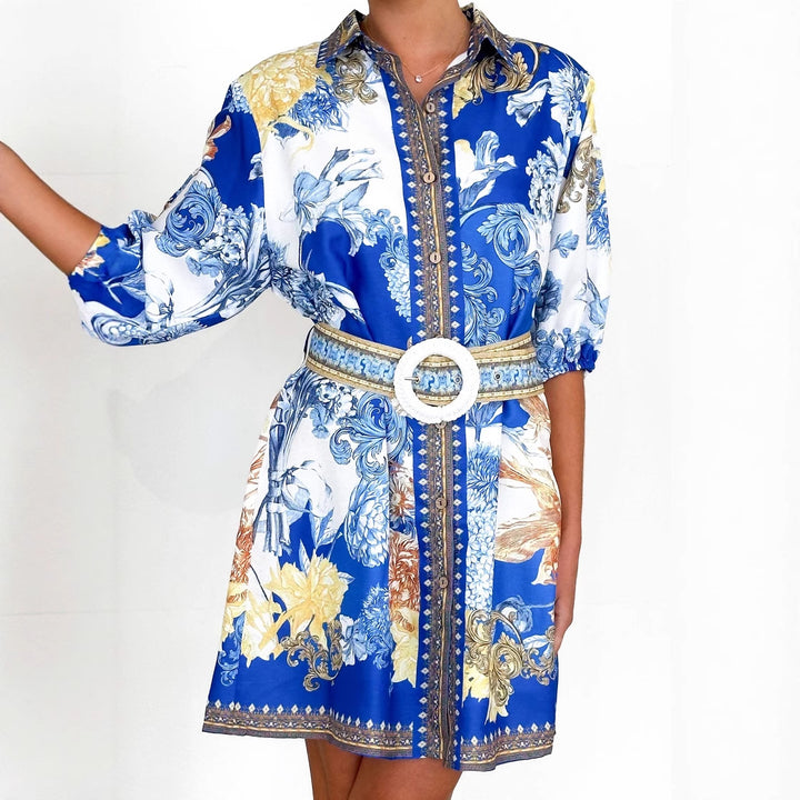 Trendy floral dress for women with belt Chic & Stil