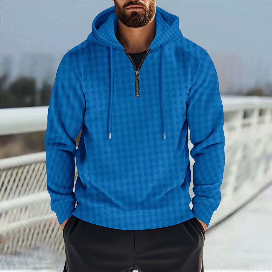 Men's sporty hoodie with half-zip and practical pockets Lune London