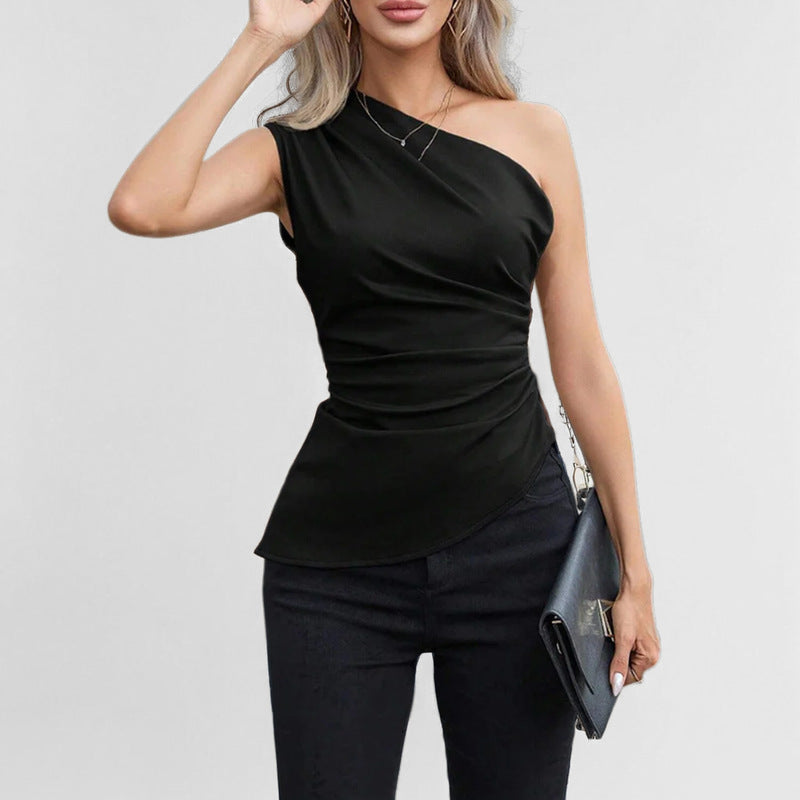 Tops Élégant Femme À Une Épaule avec Volants et Coupe Asymétrique Chic & Stil