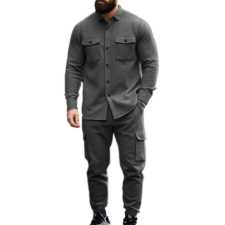 Men's Cargo Set with Casual Shirt and Chic Elastic Pants
