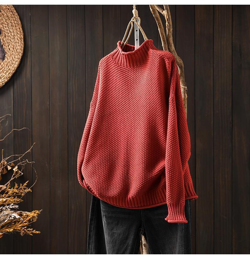 Oversized knitted sweater for women with high neck Lune London