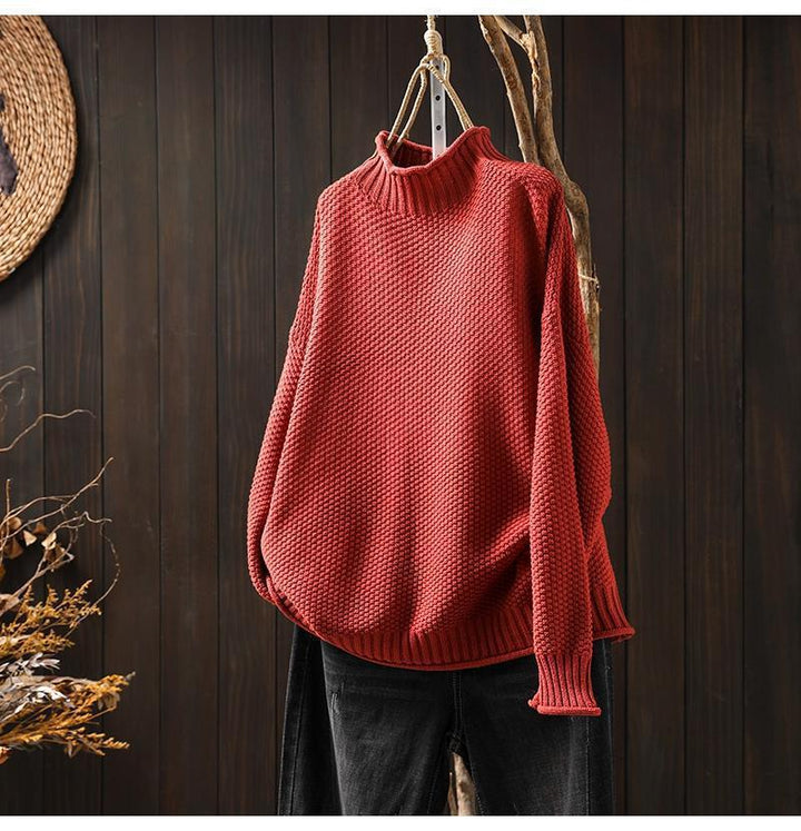 Women Oversized Knit Sweater with High Collar Lune London