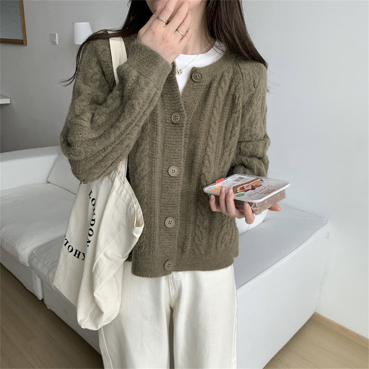 Cardigan épais en tricot pour femmes avec motif en câble et manches larges Chic & Stil