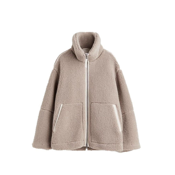 Ladies comfortable plush jacket with high collar Lune London