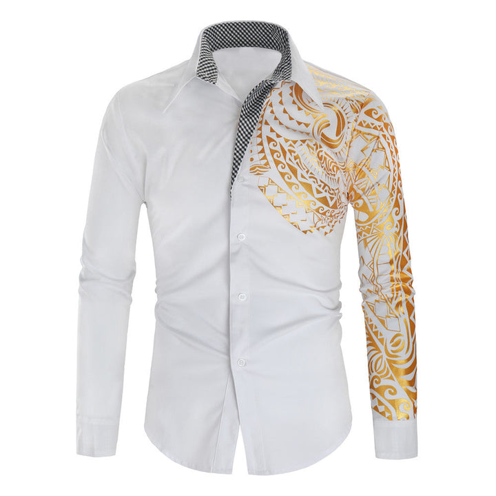 Lune London | Men's Long Sleeve Shirt with Exotic Print Design and Contrast Collar