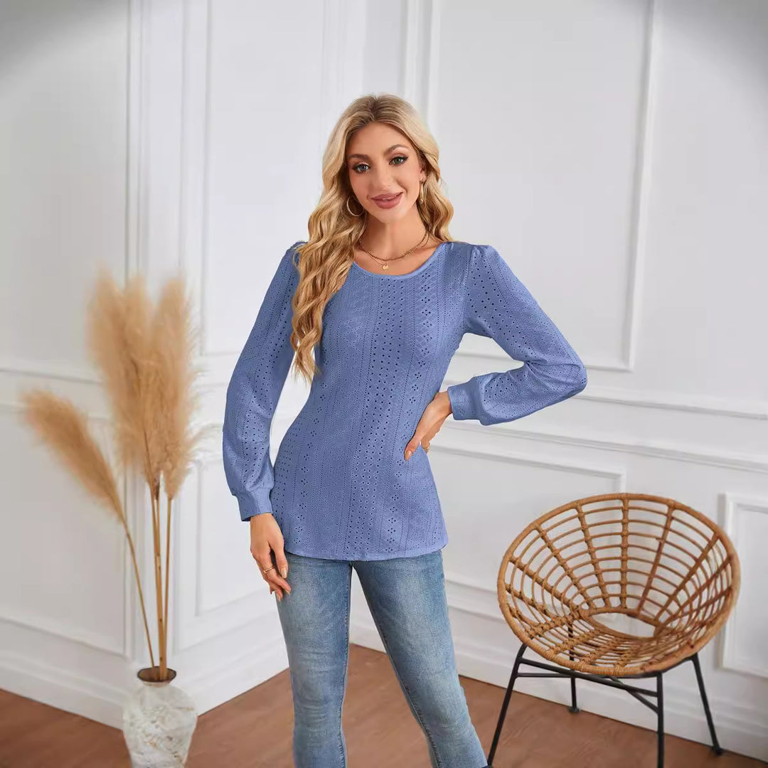 Women's blouse with airy diamond patterns and elegant puff sleeves Lune London