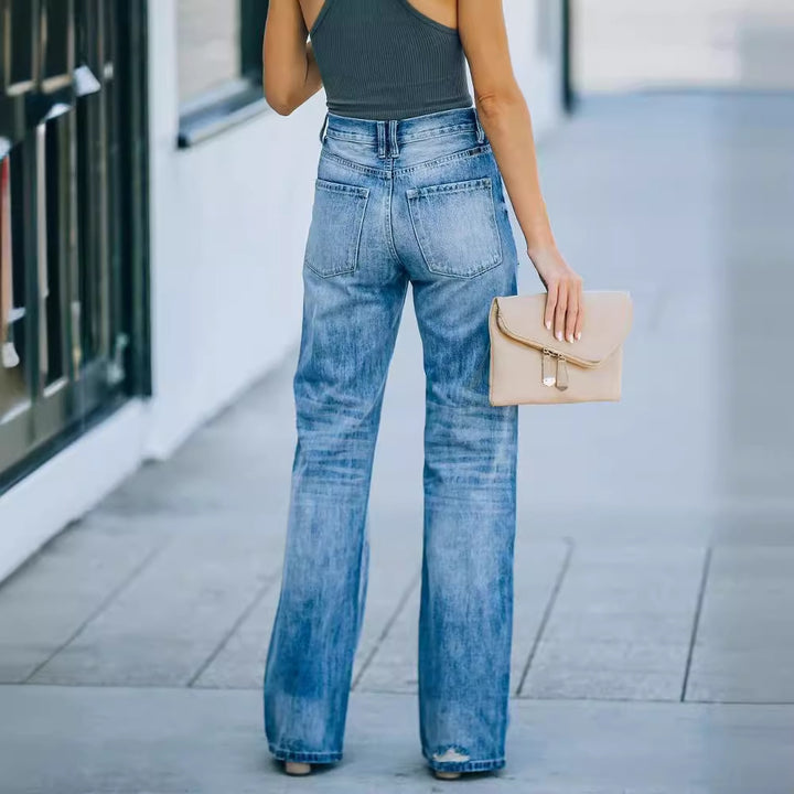 Jeans femmes à coupe large avec détails déchirés Chic & Stil