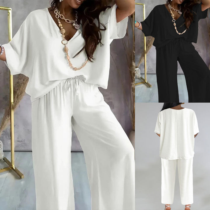 Ladies Casual Set with Flowing Cut and Rolled Top Lune London