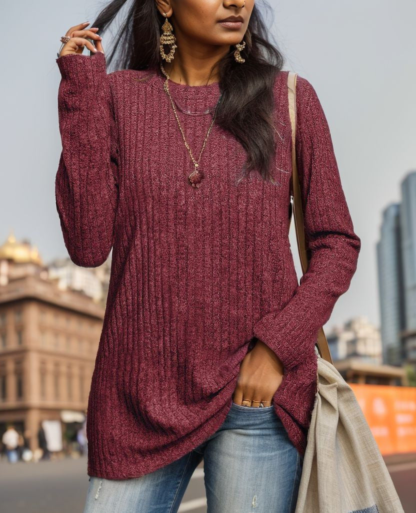 Casual long sleeve shirt for women with ribbed structure Lune London