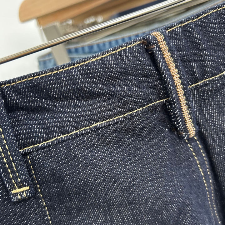 Women wide high-waisted jeans with trendy contrast seams Lune London