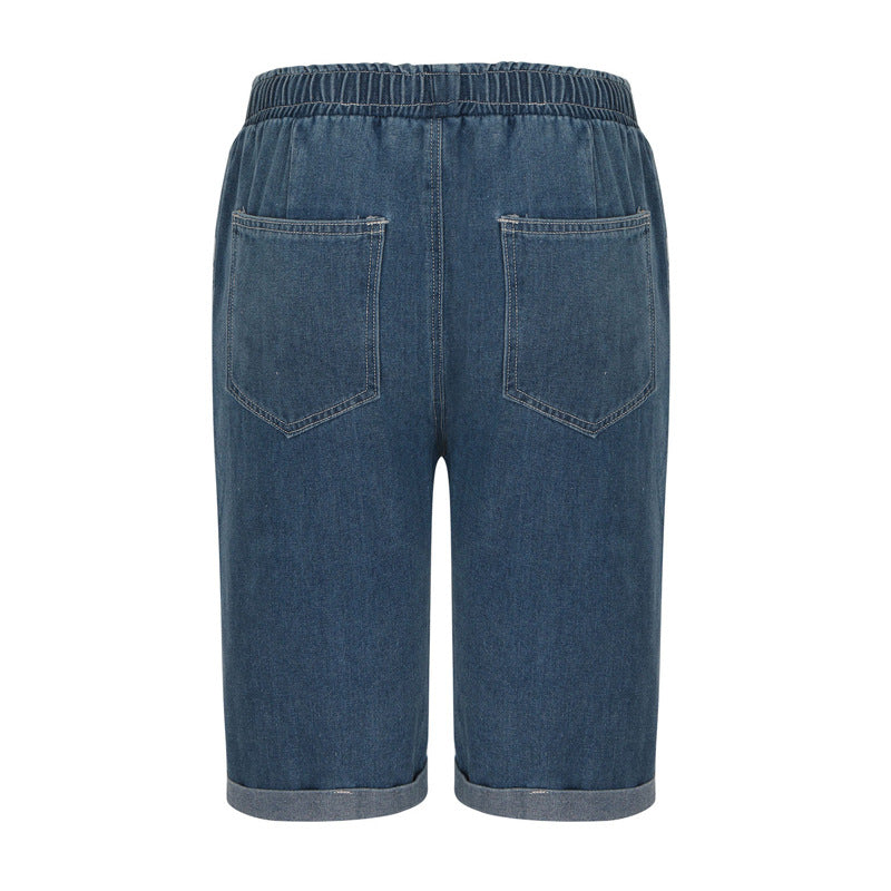 Ladies denim shorts with elastic waistband and casual cut Lune London