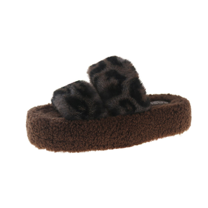 Indoor shoes for women with cozy plush upper and elegant leopard accents Chic and Style