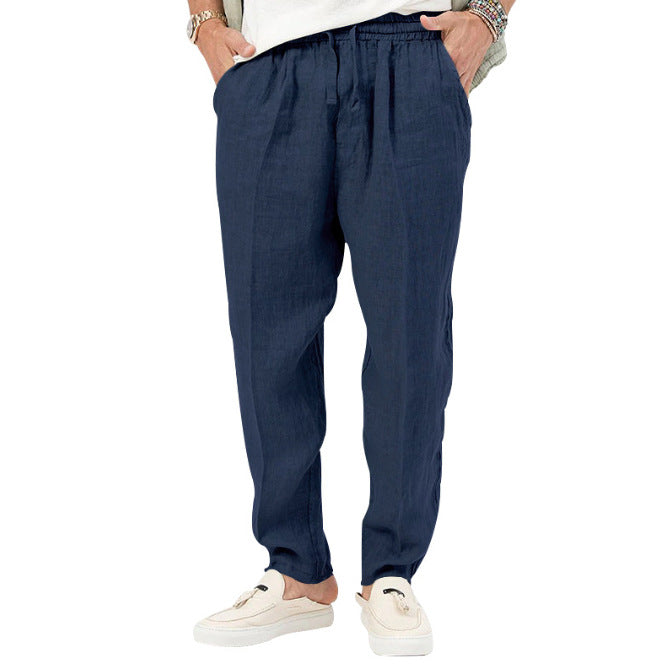 Light linen pants for men with elastic waist and practical pockets Lune London