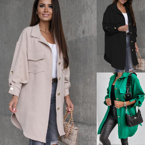 Elegant women's overshirt with practical pockets and snap front Lune London